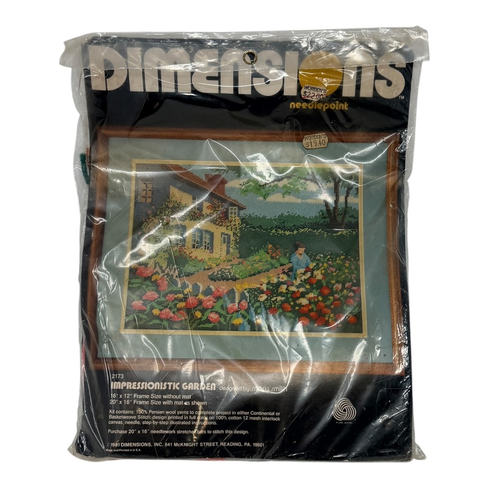 Dimensions Needlepoint Kit Impressionistic Garden Wool 16x12 1980s 2173 Sealed